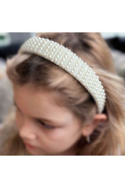 QUEEN AKSESUAR Trend Moda Lüks Geniş Kalın Inci Taşlı Sıralı Kadın Çocuk Tacı...