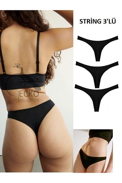 GECKO COLLECTION Gecko String Elastic Women's Thong 3 Pieces