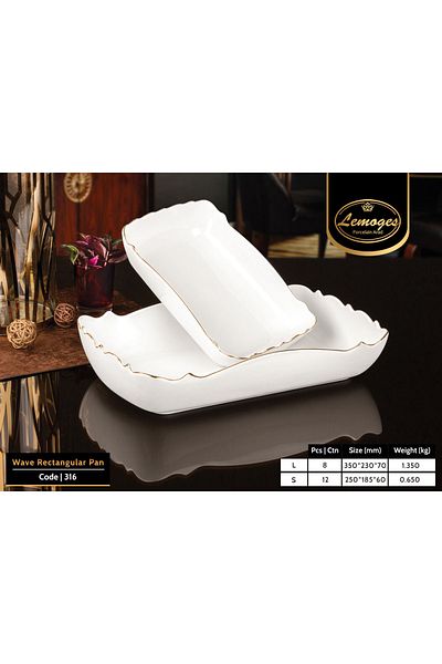 çerçi Lemoges Porcelain Square Deep Boat Serving Plate