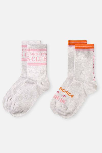 Dagi Gray Melange Women's 2-Piece NC Tennis Club Sports Socks