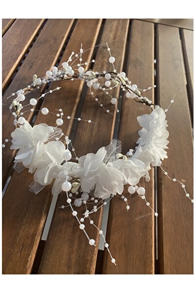 bbays new trend Beyaz Incili Kına Tacı Gelin Düğün Nikah Tacı Taç,lohusa Tacı...