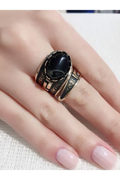 kapris concept Women's Onix Natural Stone Antique Copper Ring