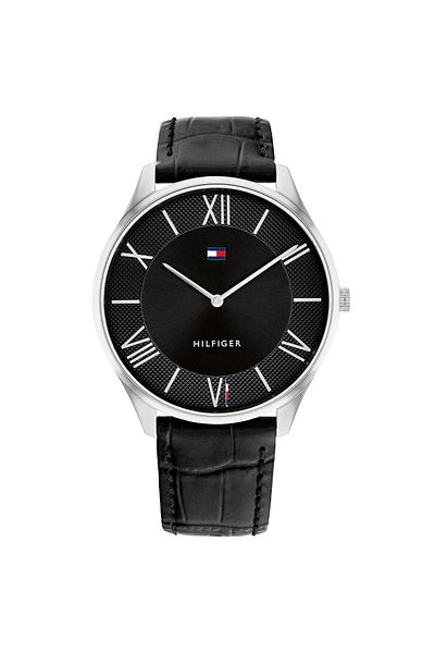 Tommy Hilfiger Men 1710516 Leather Strap Watch, 40mm, Black