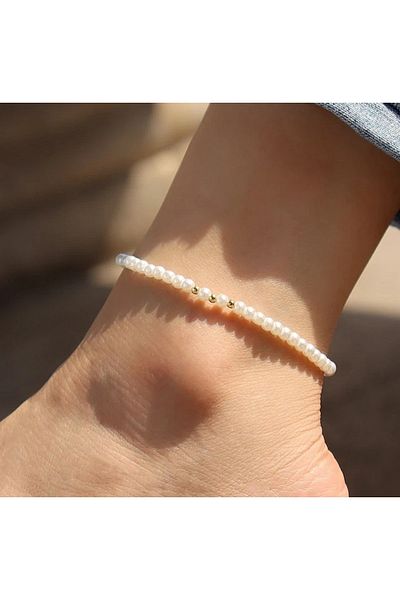 Roe takı aksesuar Women's Anklet White Pearl Anklet