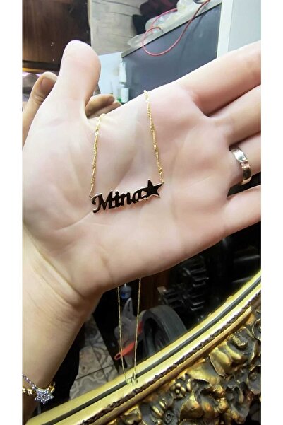 kuyumcutarik 925 Ayar Gümüş 22 Ayar Altın Rose Kaplama Lazer Kesim Isimli Kolye 50 cm