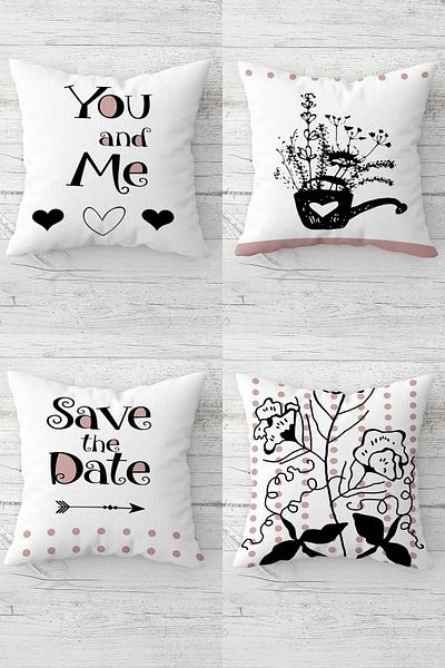 on the clouds You And Me Valentine's Day Concealed Zippered Throw Pillow Cover Seat Pillow Cover Set (4pcs)