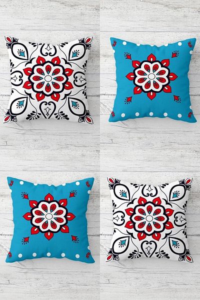 on the clouds Tile Patterned Turquoise Hidden Zippered Throw Pillow Cover Sofa Pillow Cover Set (4 Pieces)