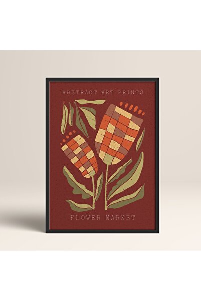 HOMEPACK Crna laminirana uokvirena apstraktna slika sa šarenim uzorcima i cve...