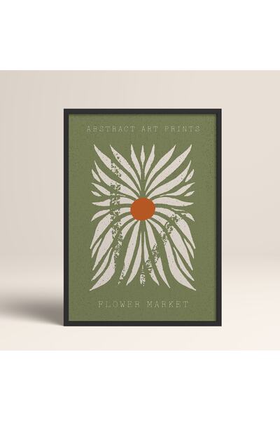 HOMEPACK Crna laminirana uokvirena apstraktna slika sa šarenim uzorcima i cve...