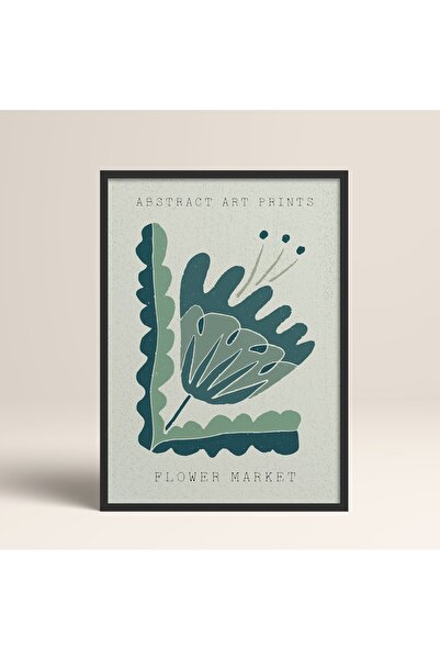 HOMEPACK Crna laminirana uokvirena apstraktna slika sa šarenim uzorcima i cve...