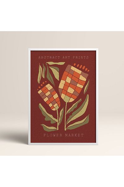 HOMEPACK Modele colorate abstracte cu cadru laminat alb pictură de artă modernă cu flori