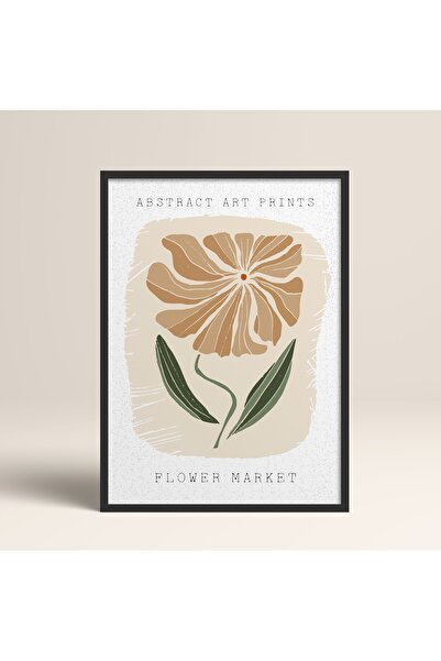 HOMEPACK Siyah Lamine Çerçeveli Soyut Renkli Desenler Flower Modern Art Tablo