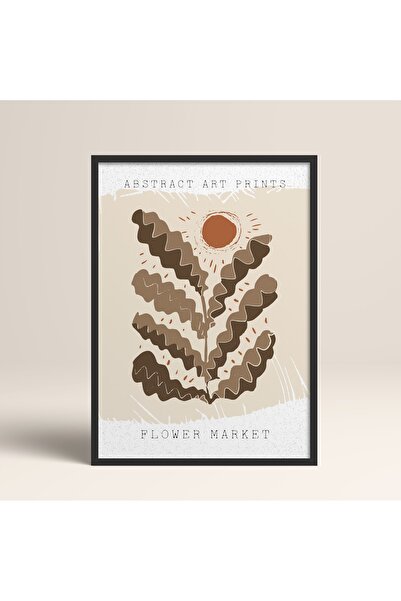 HOMEPACK Crna laminirana uokvirena apstraktna slika sa šarenim uzorcima i cve...