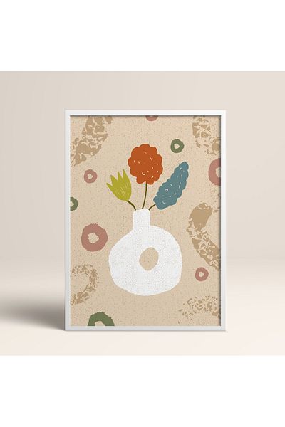 HOMEPACK Modele colorate abstracte cu cadru laminat alb pictură de artă modernă cu flori