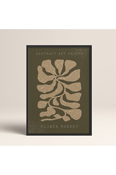 HOMEPACK Crna laminirana uokvirena apstraktna slika sa šarenim uzorcima i cve...