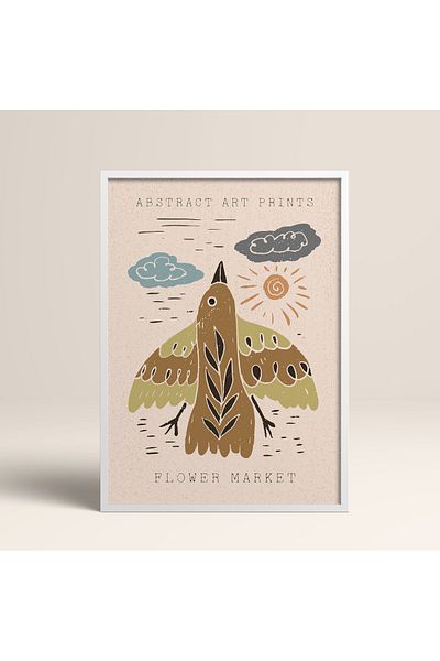 HOMEPACK Modele colorate abstracte cu cadru laminat alb pictură de artă modernă cu flori