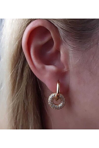 SİMGE Gold Zircon Stone Earrings