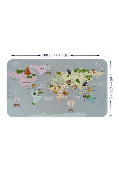 Decoraw Educational World Map World Atlas Children's and Baby's Room Wall Sticker