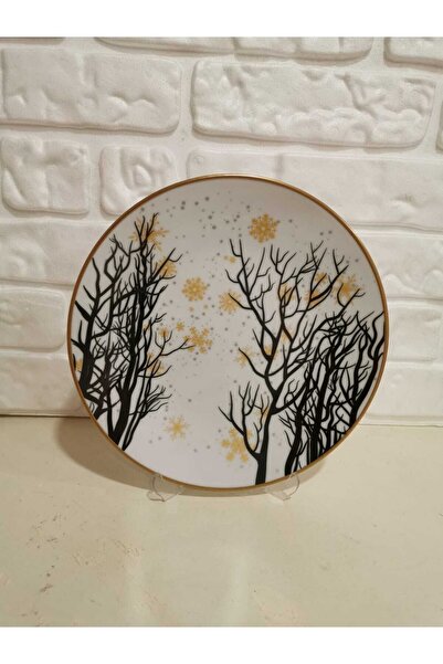 EMİRA HOME مجموعة أطباق الكيك على شكل ندفة الثلج الصفراء تتسع لـ 6 أشخاص