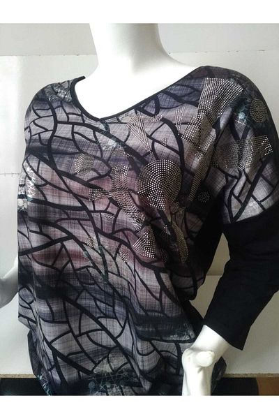 anne moda ankara Μεγάλο μέγεθος Βαμβακερό, Lycra, Χειμερινό, Φωτεινό μπλουζάκι