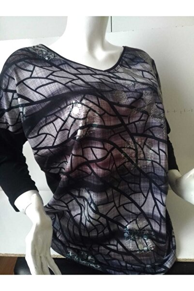 anne moda ankara Μεγάλο μέγεθος Βαμβακερό, Lycra, Χειμερινό, Φωτεινό μπλουζάκι