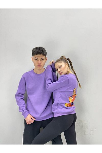 Black Sokak Blacksokak Unisex Purple Mee To Printed Crew Neck Lover Combination Set of 2