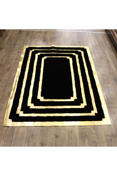 Dericibey Siyah Gold Bordürlü Peluş Halı