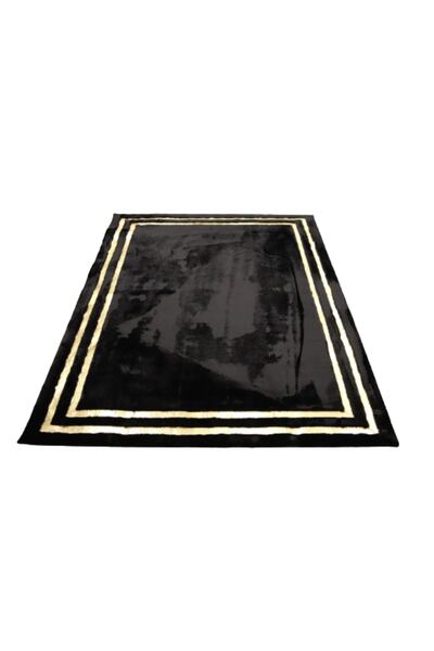 Dericibey Siyah Gold Bordürlü Peluş Halı