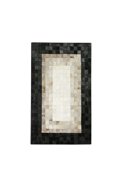 Dericibey Siyah & Gri Dana Derisi Patchwork Halı