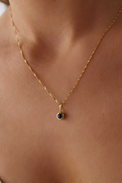 YAVUZ KUYUMCULUK 14 Ayar Altın Singapur Zincir Mavi Göz Kolye