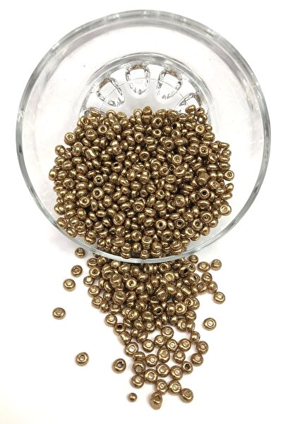 FdayAksesuar Sortiment de mărgele placate cu cupru, culoare nisip, 4 mm – Măr...