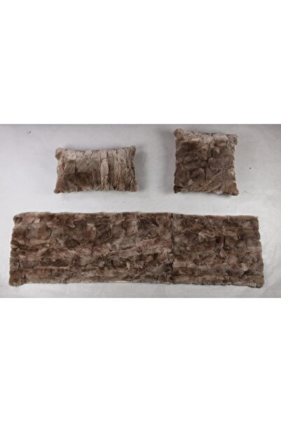 Dericibey Kahverengi Doğal Kürk Koltuk Şal Takımı