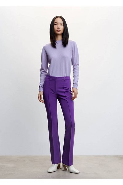 MANGO Woman Straight Cut Fabric Trousers
