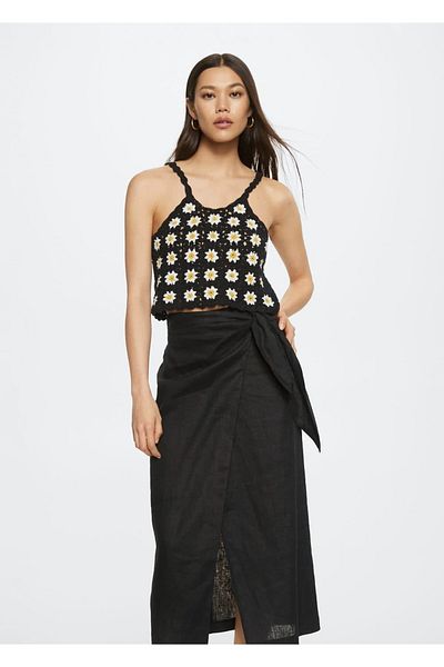 MANGO Woman Daisy Patterned Crochet Blouse