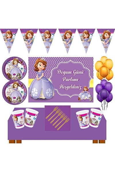 PRENSES SOFIA Doğum Günü Konsepti Mega Boy Afişli 8 Kişilik Parti Süsleri