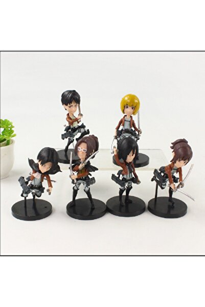hediyeconcepti 9cm 6 Adet/grup Titan Eren Jager Mikasa Levi Ackerman Arlert Hanji Zoe Sasha Braus Pvc Biblo Seti