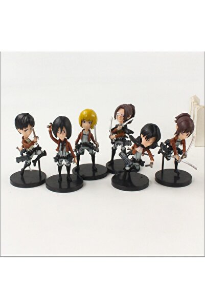 hediyeconcepti 9cm 6 Adet/grup Titan Eren Jager Mikasa Levi Ackerman Arlert Hanji Zoe Sasha Braus Pvc Biblo Seti