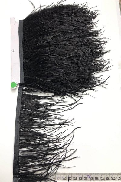 FdayAksesuar Black Ostrich Feather - Decorative Strip Accessory
