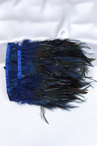 FdayAksesuar Accesoriu panglică decorativă cu pene de cocoș albastru închis –...