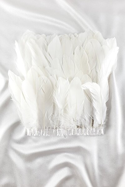 FdayAksesuar Accesoriu panglică decorativă cu pene de vultur alb – Panglică d...