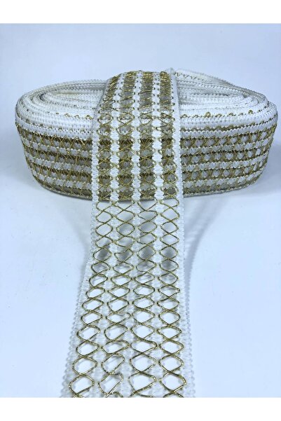 FdayAksesuar Διακοσμητική Κορδέλα Αξεσουάρ Κρέμα Με γκλίτερ Χρυσή Διακοσμητικ...