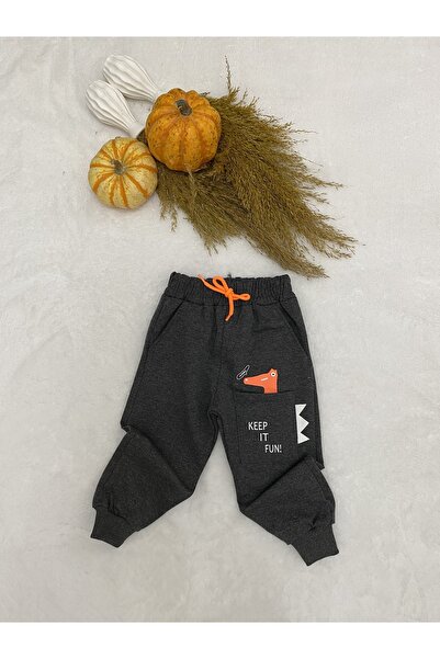 bebekcee Baby Boy Dinosaur Patterned Gray Sweatpants Children's Trousers 1/2/...