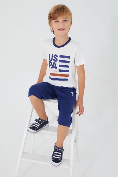 U.S. Polo Assn. Boy, Licensed, Uspa, White T-shirt- Bermuda Shorts Set
