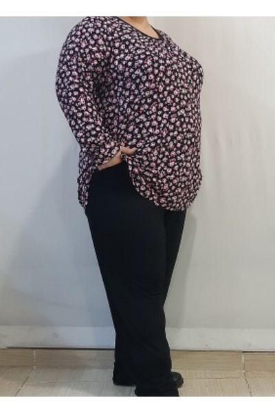 Mertcan Butik Black Summer Daily Combed Cotton Viscose Pajama Bottom Trousers