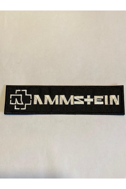 StüdyoÜmitTişört رقعة شعار Rammstein باللون الأبيض، رقعة جينز متشابكة