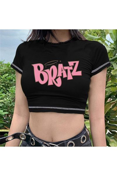 Touz Blunt Blunt Bratz εμπριμέ αντίστροφη βελονιά Μαύρο Crop