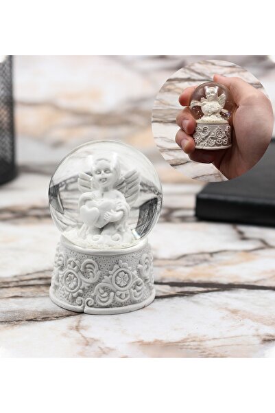 vegahediye v vega Sevgililer Gününe Özel Beyaz Mini Melek Kar Küresi