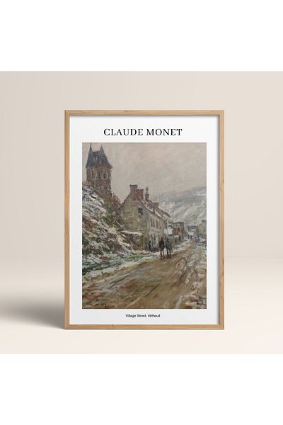 HOMEPACK Claude Monet Village Street με ξύλινο πλαίσιο, ζωγραφική μοντέρνας τέχνης Vetheuil