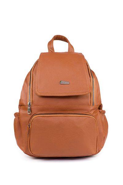 samilon Women's Tan Destroyed Leather Backpack
