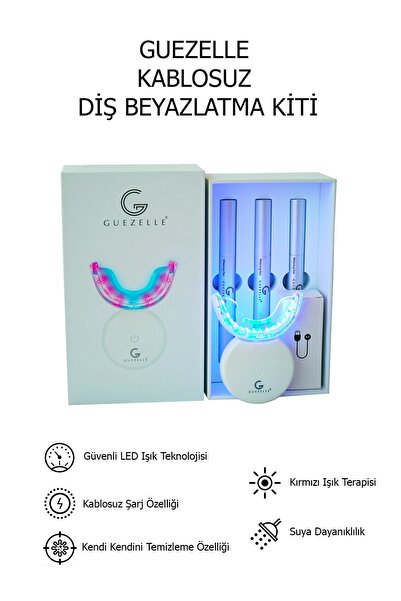 Guezelle Mavi Işık Kablosuz Diş Beyazlatma Kiti Beyaz